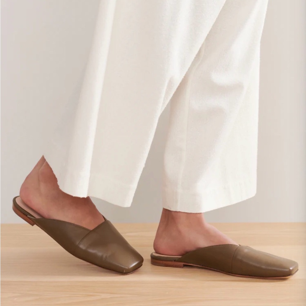Jenny kayne Mia green mules leather 40 or 9